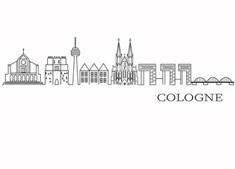 Cologne Germany city skyline outline