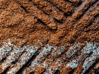The pattern and texture of the corroded surface of the earthenware pottery