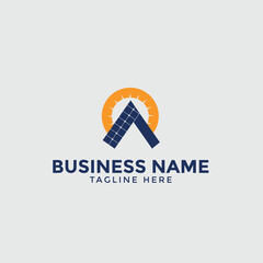 Initials Letter A Inside Solar Cell or Solar Panel Energy Logo Design.