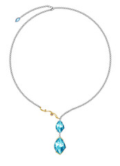 Jewelry design fancy gems modern art necklace. Hand drawing and painting on paper
