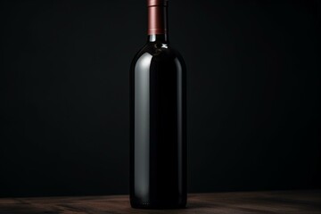 Fototapeta na wymiar Empty red wine bottle in frontal view, on a white background. Generative AI