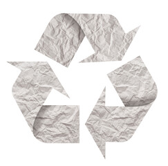 Recycle symbol made of crumpled paper