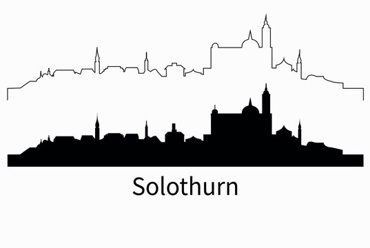 Solothurn Switzerland city skyline outline silhouette