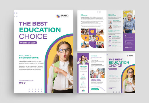 Education School Bi-Fold Brochure Layout
