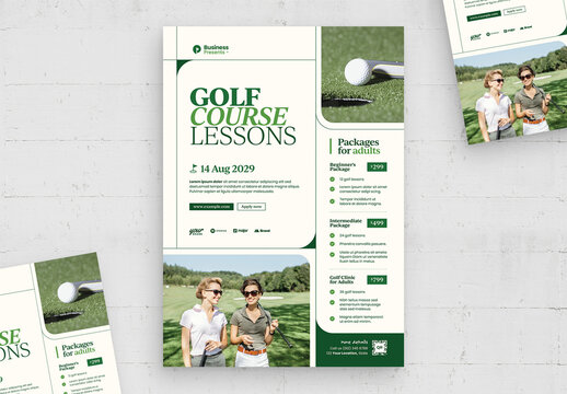 Golf Lessons Sports Flyer Poster Template