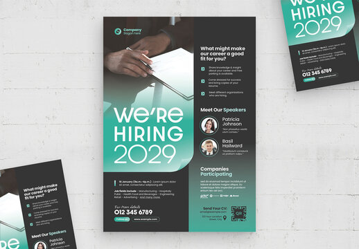 Recruitment We're Hiring Corporate Business Flyer Poster Template