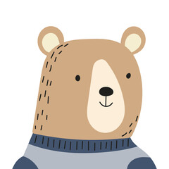 bear portrait in scandinavian style isolated vector