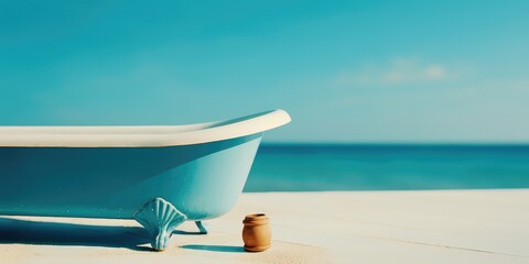 Obraz premium bathtub at beach with generative ai