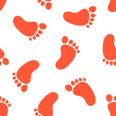 Seamless pattern with orange human feet