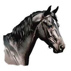 dark grey horse isolated on white