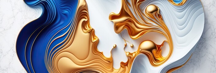 Abstract golden blue white marble texture background