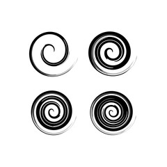 set of abstract spiral brush element vector
