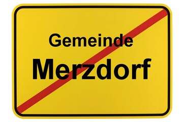 Illustration eines Ortsschildes der Gemeinde Merzdorf in Brandenburg