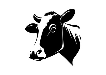 black and white cow head logo/illustration vector