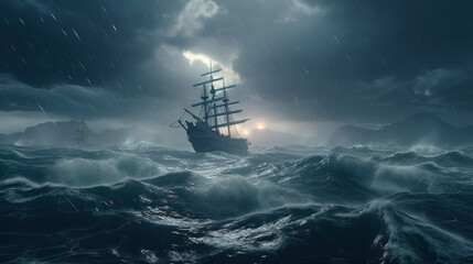 sea ocean water sky landscape storm Generative AI, Generativ, KI