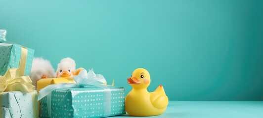  rubber duck, newborn accessories , baby shower, bath with generative ai