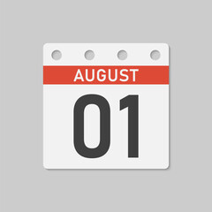 Icon page calendar day - 1 August