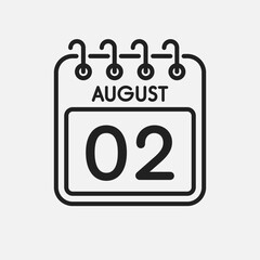 Icon page calendar day - 2 August