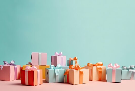 Gift Boxes Banner With Generative Ai