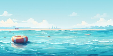 Obraz na płótnie Canvas top view beach ocean landscape with generative ai