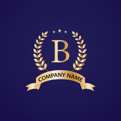 Fototapeta premium gold medal with ribbon b brand logo, b corporate logo, creative logo