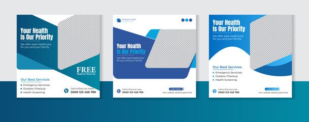 Medical healthcare social media post design bundle