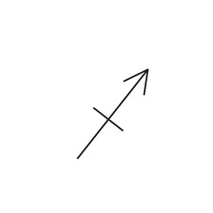 Black Sagittarius horoscope sign, symbol, astrological icon on white background.