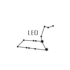 Minimal Leo constellation black on a white background.