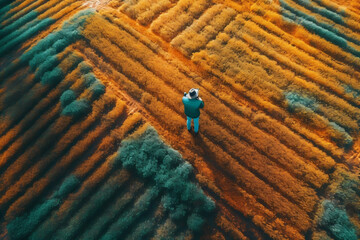 a shot of a regenerative agriculture farmer surveying their fields