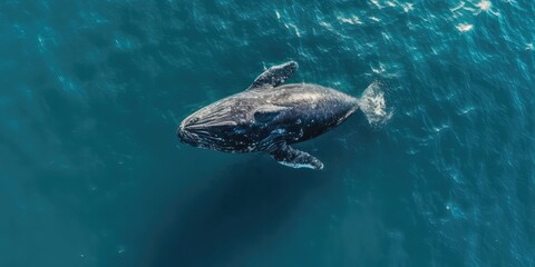 Obraz premium whale in the water with generative ai