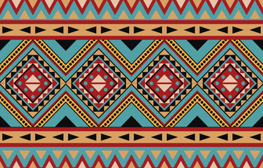 Ethnic abstract ikat art. Fabric Morocco, geometric ethnic pattern seamless  color oriental. Background, Design for fabric, curtain, carpet, wallpaper, clothing, wrapping, Batik, vector illustration