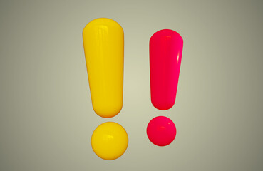 exclamation information 3d render signal object