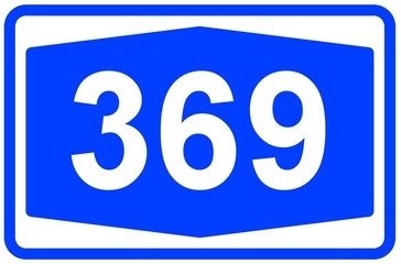Illustration eines Autobahnschildes der Autobahn 369 in Deutschland	