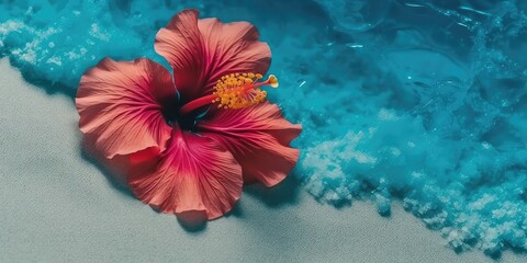 frangipani, hibiscus flower summer with generative ai