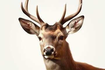 Deer head illustration, white background. Generative AI