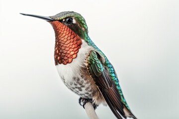 Fototapeta premium Beautiful hummingbird illustration, white background. Generative AI