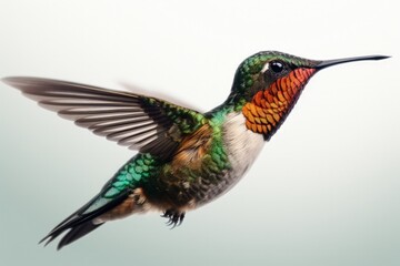 Beautiful hummingbird illustration, white background. Generative AI