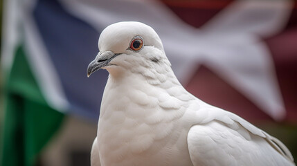 Close-up of a white dove symbol of peace - ai generative