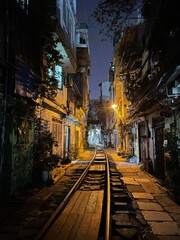 Fototapeta na wymiar Train street at night