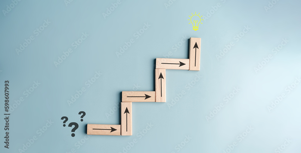 Aufkleber Question icon steps to thinking idea. Target solution target, successful business and thinking solution strategy concept.