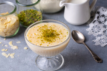 Traditional delicious Turkish Desserts; Keskul - Pudding