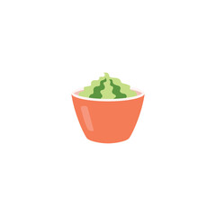 Fototapeta na wymiar Fresh wasabi in bowl, flat vector illustration isolated on white background.