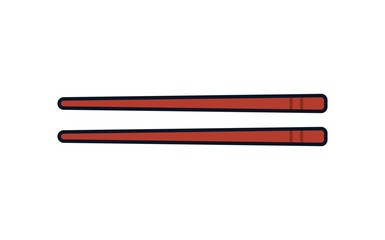 Wooden chopsticks, flat vector illustration isolated on white background.