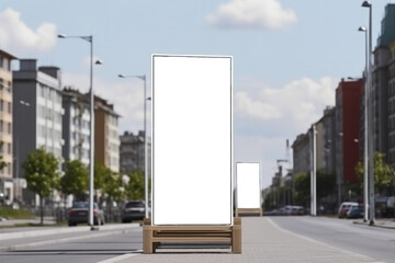 panneau publicitaire pour maquette de présentation de publicité dans un environnement urbain
