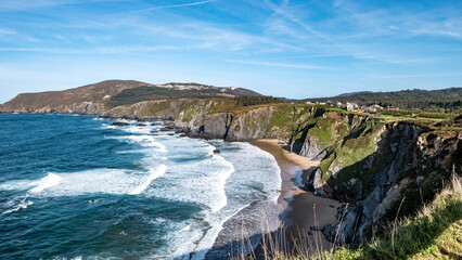Loiba, Galicia, Spain - April 2, 2023: Coastline in Loiba (A Coruña)