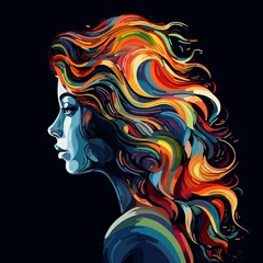 colorful girl portrait, woman hair Generative AI