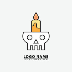 elegant skull candle logo icon.