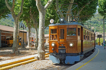 Vintage  Electric Train at Soller Mallorca Spain. 