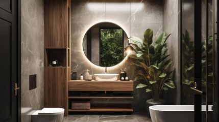 Modern bathroom design. Generative AI
