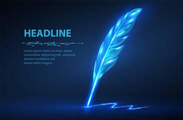 Digital feather. Automatic text generator, AI writing, artificial intelligence copywriter